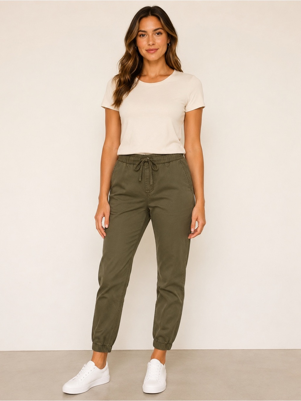 GAP Olive Green Jogger Pants Drawstring Waist Casual Comfy Size S